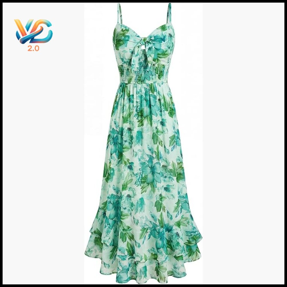 Maxi Dress With Pockets, Adjustable Straps, Floral Print, Casual Summer Wear